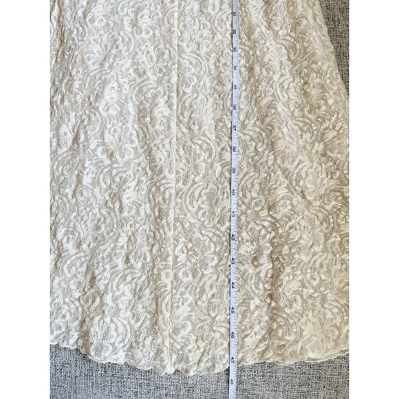 Vtg 90s Lace Romantic Dress Sz L Button Front Tie Back Victorian Fairy Whimsical - Picture 16 of 16